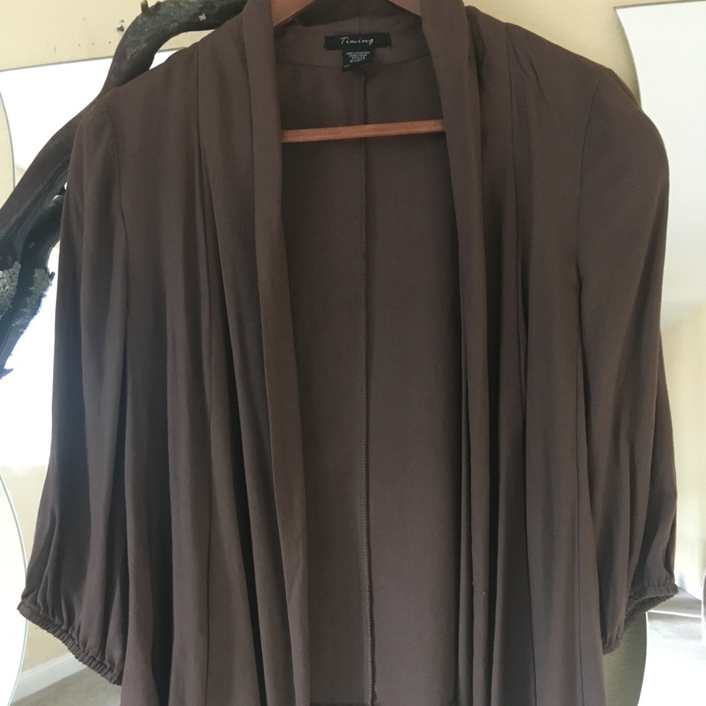 Timing brown cover up, business casual